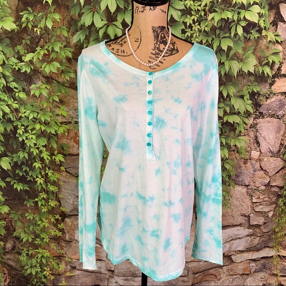 Sundance Tops - SUNDANCE Tie Dye Long Sleeve Henley, L